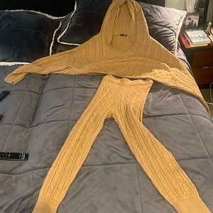 Cozy hooded sweater with equally cozy matching sweater bottoms